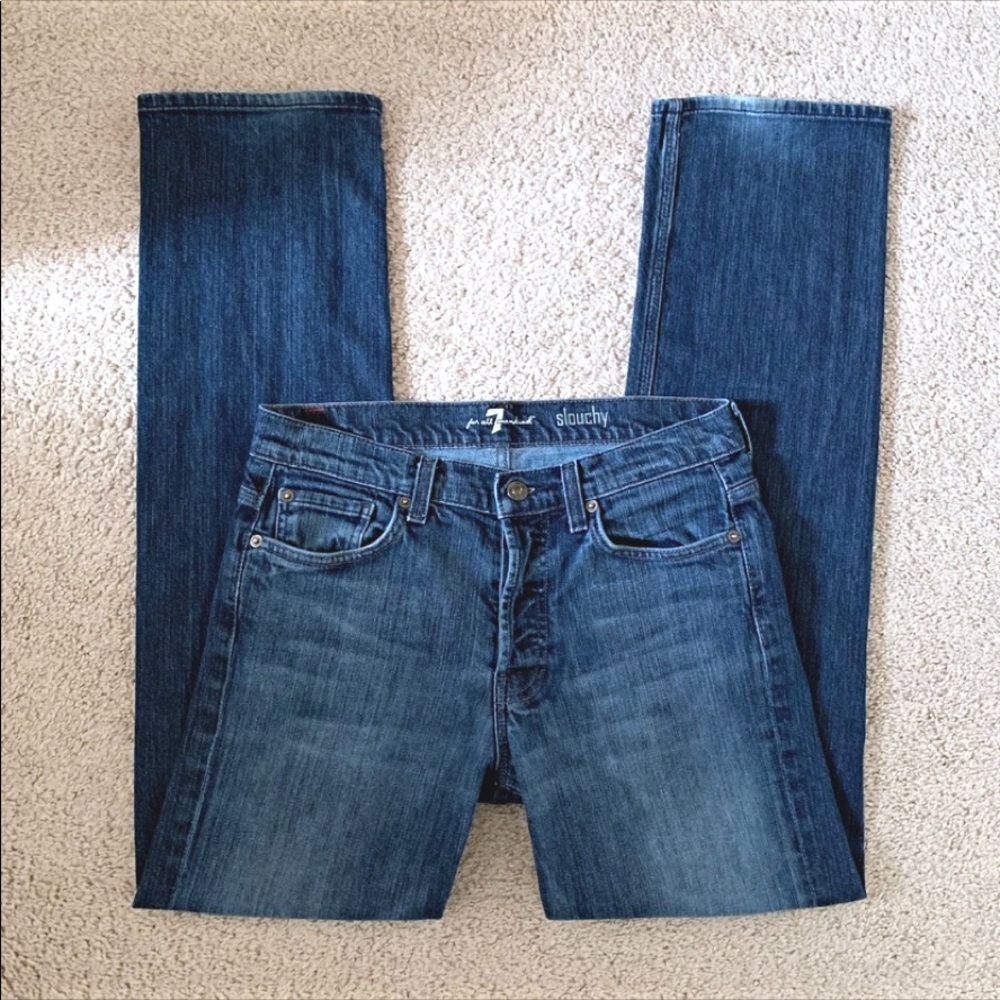 EUC 7FAM Slouchy Dark Wash Straight Leg Jeans